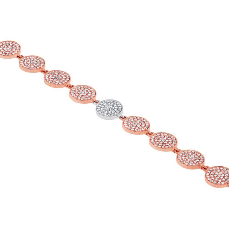 14k Two-tone Rose Gold Diamond Pave Circle Bracelet - 1.33ct