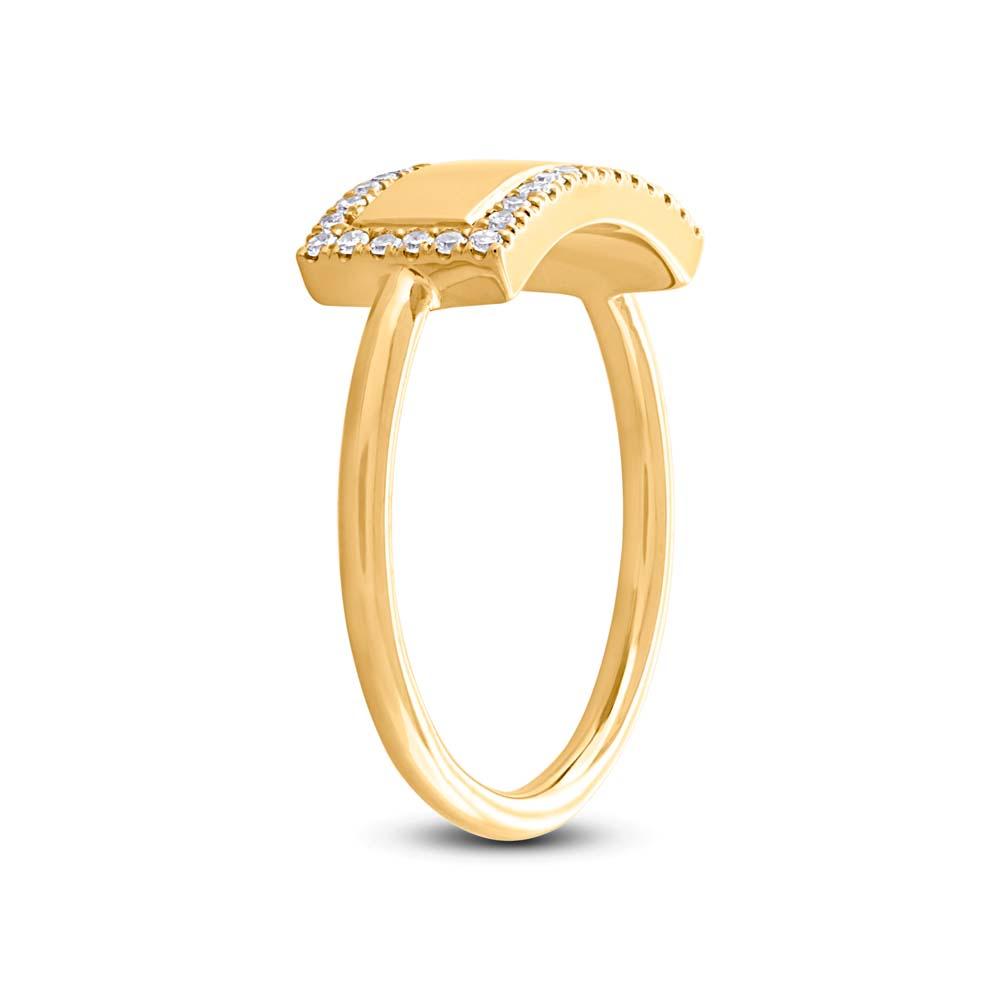 14k Yellow Gold Diamond Bar ID Ring Size 3