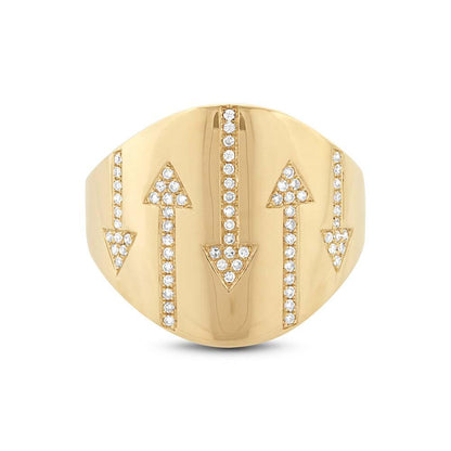 14k Yellow Gold Diamond Arrow Ring - 0.19ct