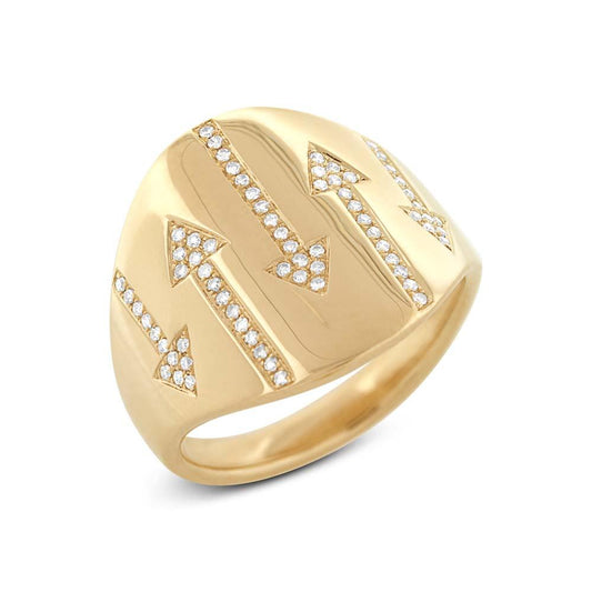 14k Yellow Gold Diamond Arrow Ring - 0.19ct