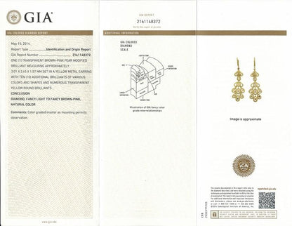 18k Yellow Gold GIA Certified Fancy Color Diamond Earring - 4.43ct