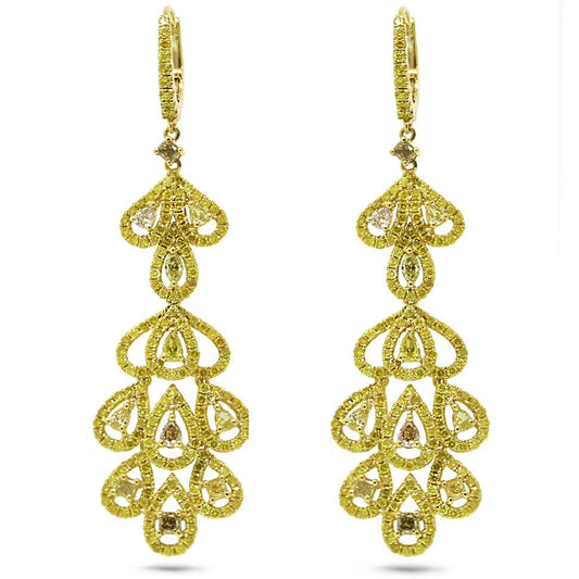 18k Yellow Gold GIA Certified Fancy Color Diamond Earring - 4.43ct