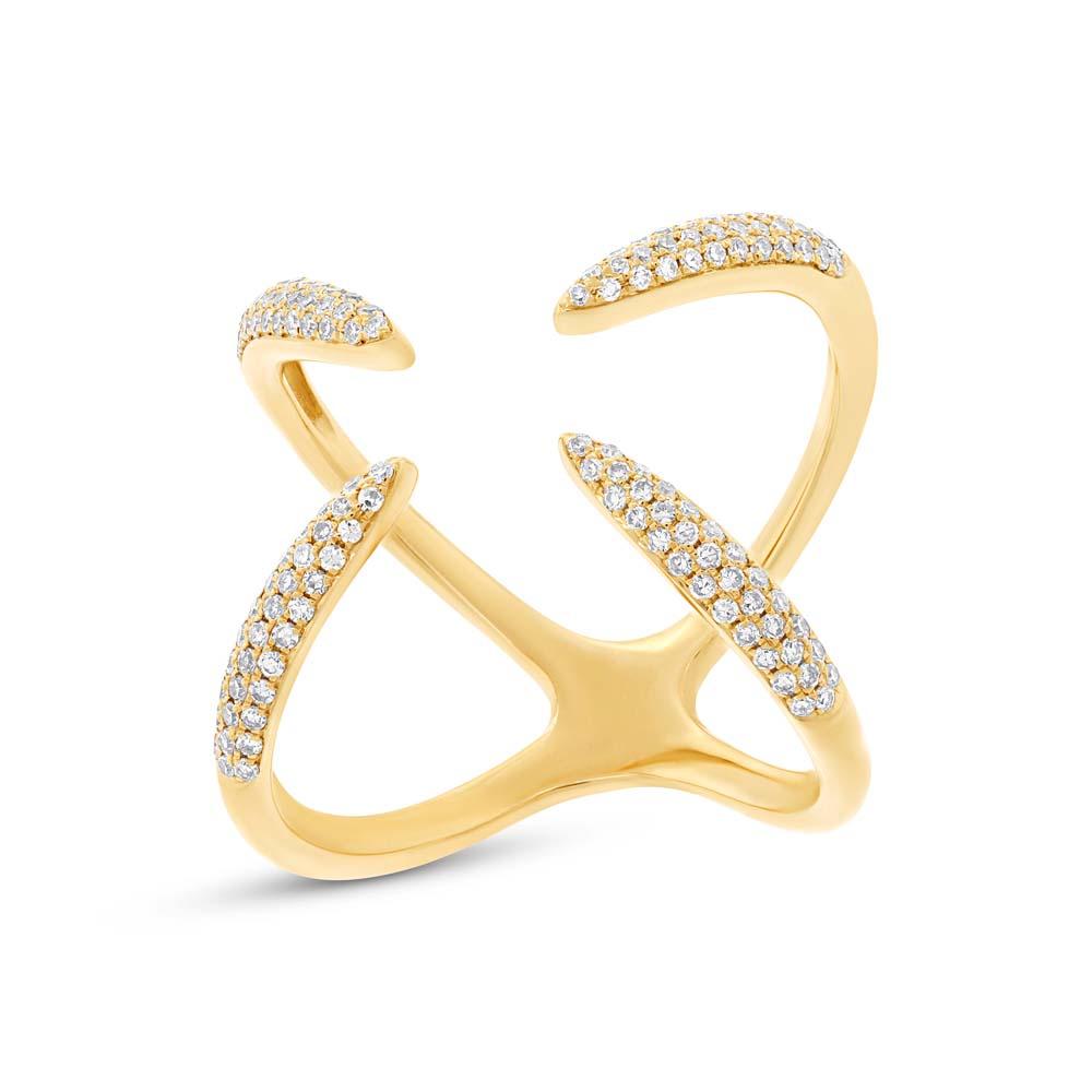 14k Yellow Gold Diamond Claw Ring - 0.40ct