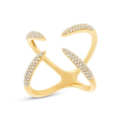 14k Yellow Gold Diamond Claw Ring - 0.40ct
