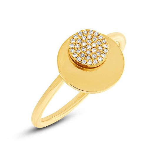 14k Yellow Gold Diamond Circle Ring - 0.08ct