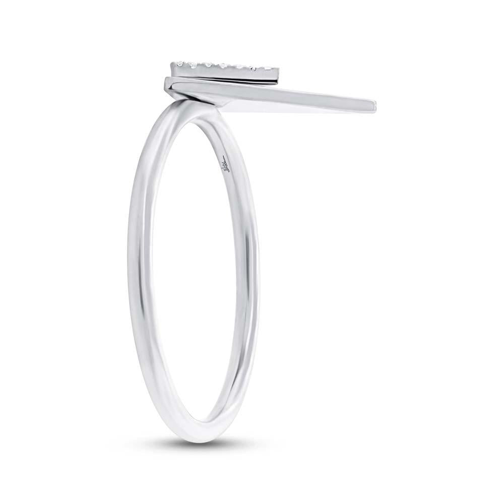 14k White Gold Diamond Triangle Ring - 0.05ct