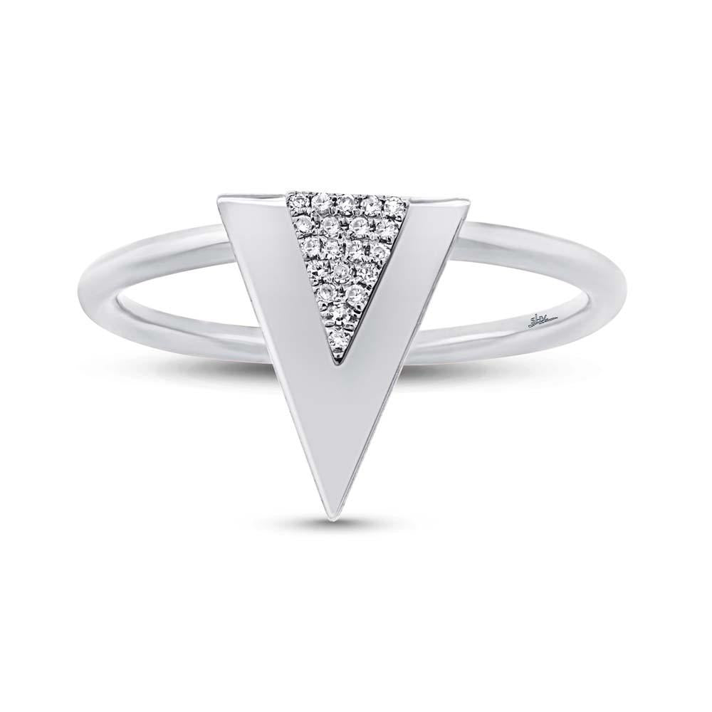 14k White Gold Diamond Triangle Ring - 0.05ct