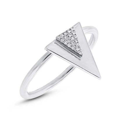 14k White Gold Diamond Triangle Ring - 0.05ct