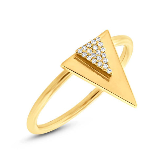14k Yellow Gold Diamond Triangle Ring - 0.05ct