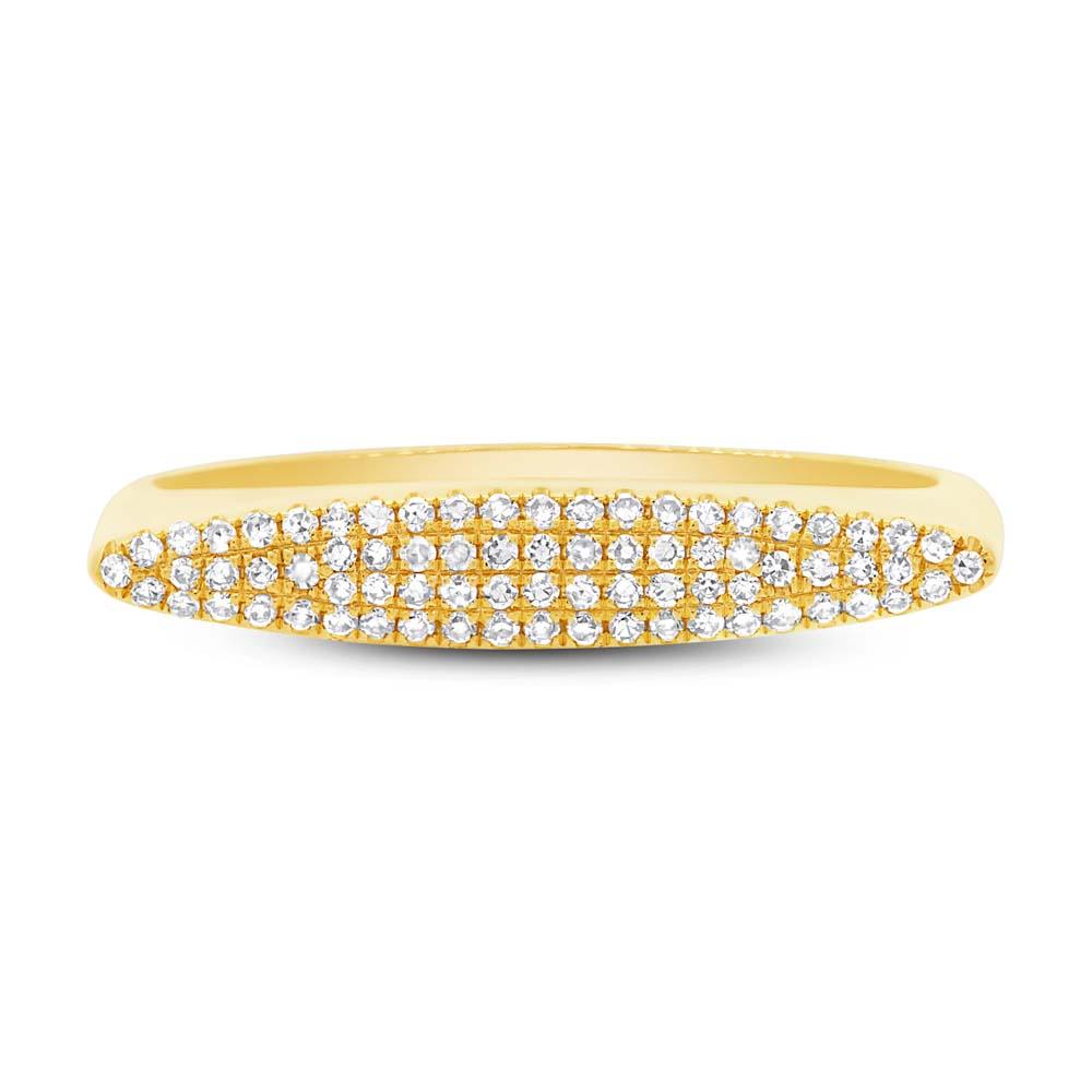 14k Yellow Gold Diamond Pave Lady's Ring - 0.16ct