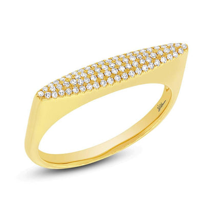 14k Yellow Gold Diamond Pave Lady's Ring - 0.16ct