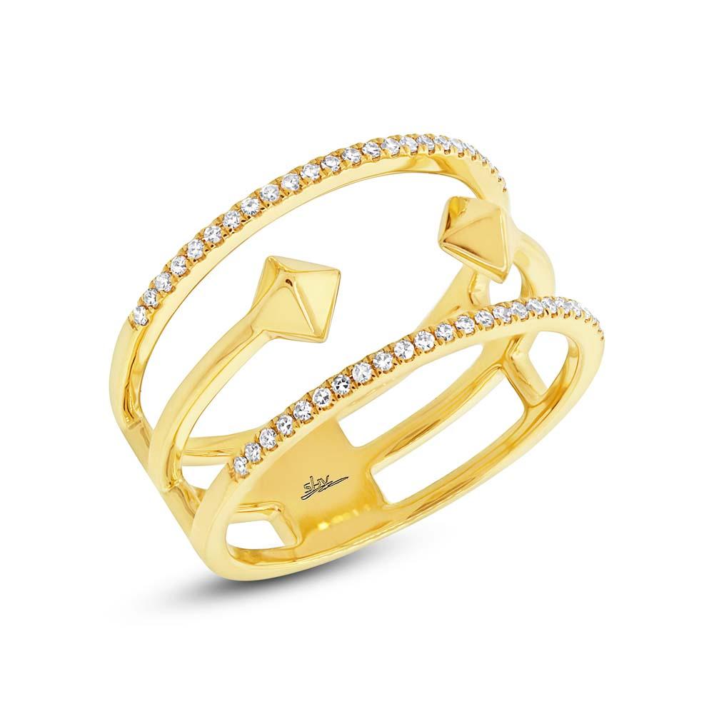 14k Yellow Gold Diamond Lady's Ring - 0.15ct