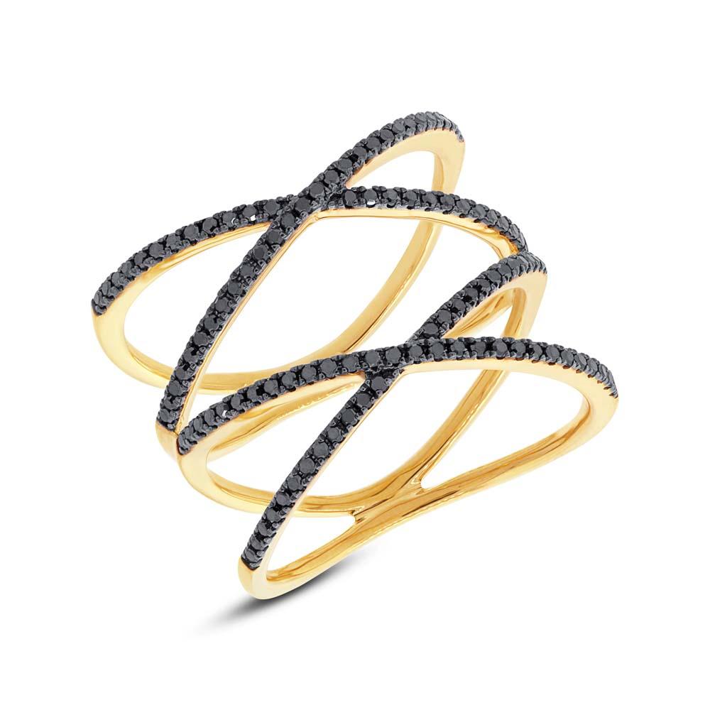 14k Yellow Gold Black Diamond Lady's Ring - 0.42ct