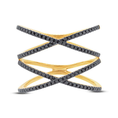 14k Yellow Gold Black Diamond Lady's Ring Size 9 - 0.42ct