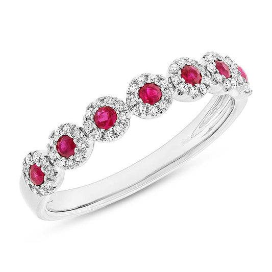 Diamond & 0.24ct Ruby 14k White Gold Lady's Band