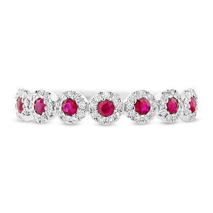 Diamond & 0.24ct Ruby 14k White Gold Lady's Band