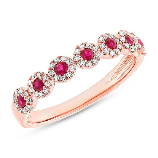Diamond & 0.24ct Ruby 14k Rose Gold Lady's Band