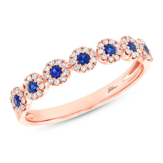 Diamond & 0.20ct Blue Sapphire 14k Rose Gold Lady's Band