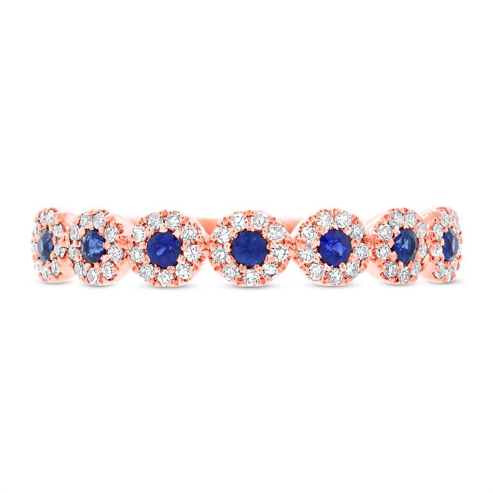 Diamond & 0.20ct Blue Sapphire 14k Rose Gold Lady's Band