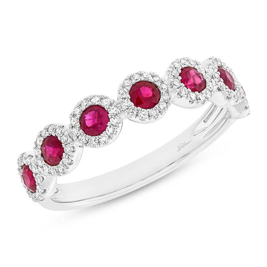 Diamond & 0.70ct Ruby 14k White Gold Lady's Band