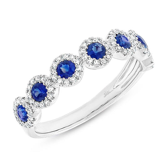 Diamond & 0.70ct Blue Sapphire 14k White Gold Lady's Band
