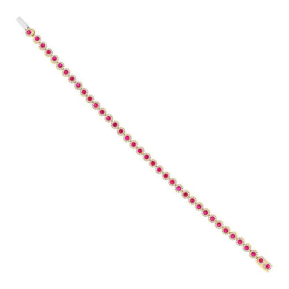 Diamond & 3.65ct Ruby 14k Yellow Gold Bracelet - 1.28ct