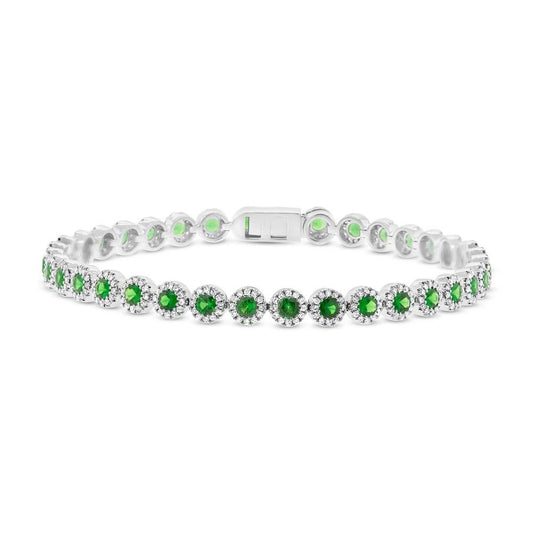 Diamond & 2.95ct Green Garnet 14k White Gold Bracelet - 1.28ct
