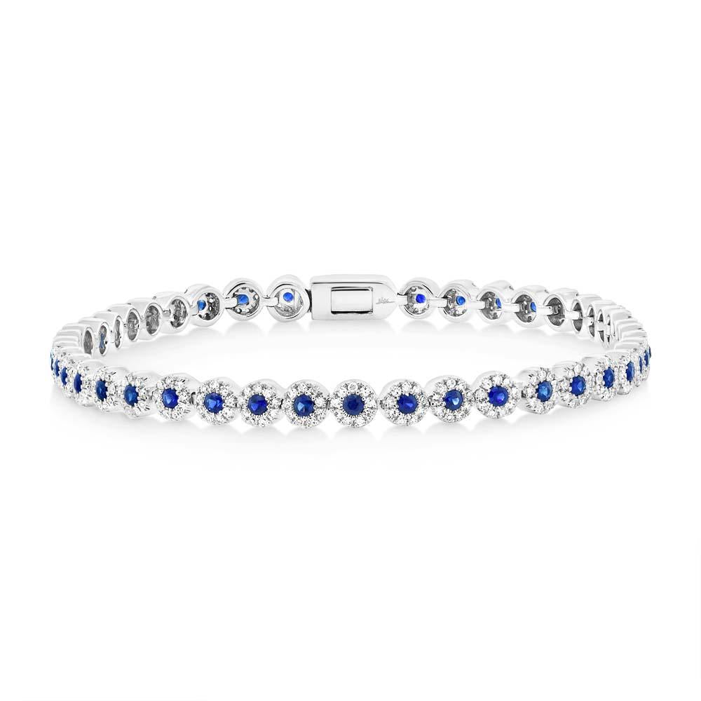 Diamond & 1.25ct Blue Sapphire 14k White Gold Lady's Bracelet - 1.08ct