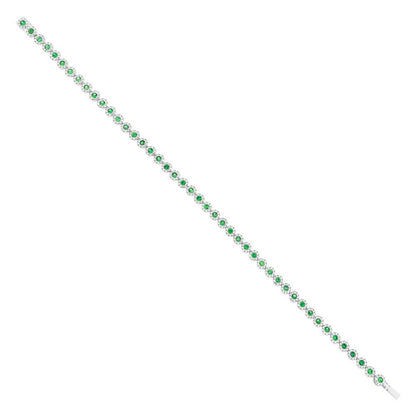 Diamond & 1.48ct Green Garnet 14k White Gold Lady's Bracelet - 1.08ct
