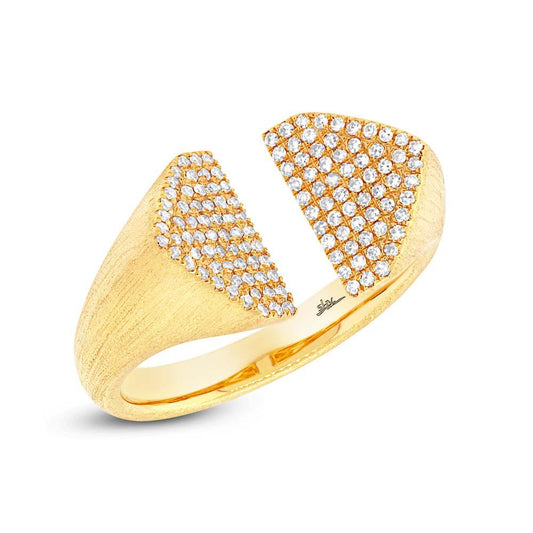 14k Yellow Gold Diamond Pave Lady's Ring - 0.27ct