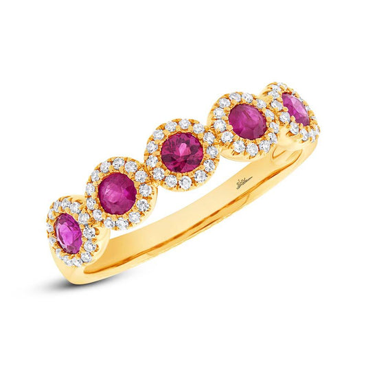 Diamond & 0.66ct Ruby 14k Yellow Gold Band
