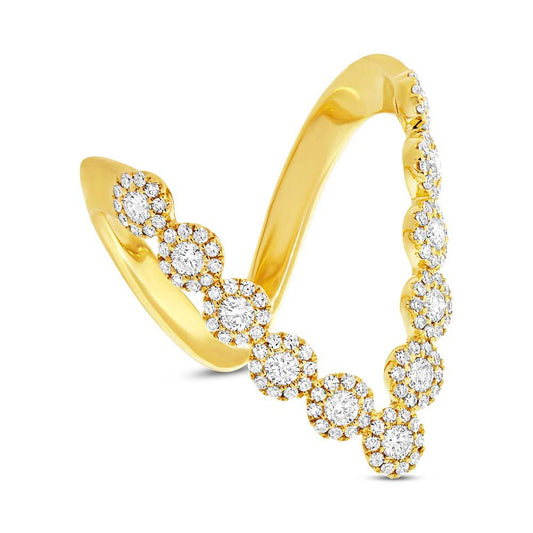 14k Yellow Gold Diamond ''V'' Lady's Ring - 0.72ct