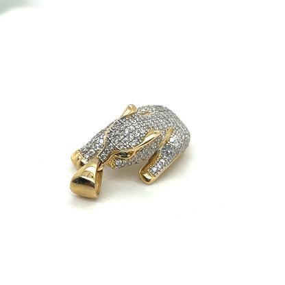 Yellow Gold Panther Look Pendant With White Sapphire