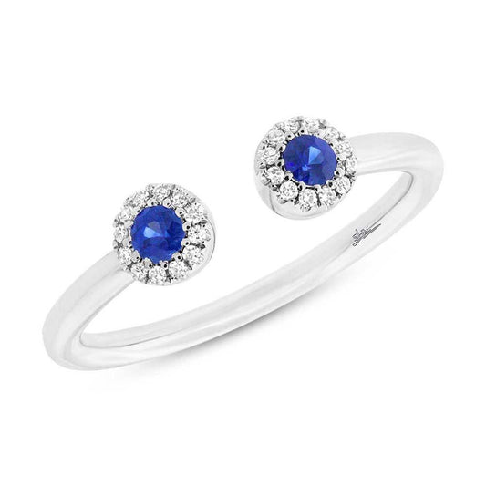Diamond & 0.16ct Blue Sapphire 14k White Gold Lady's Ring