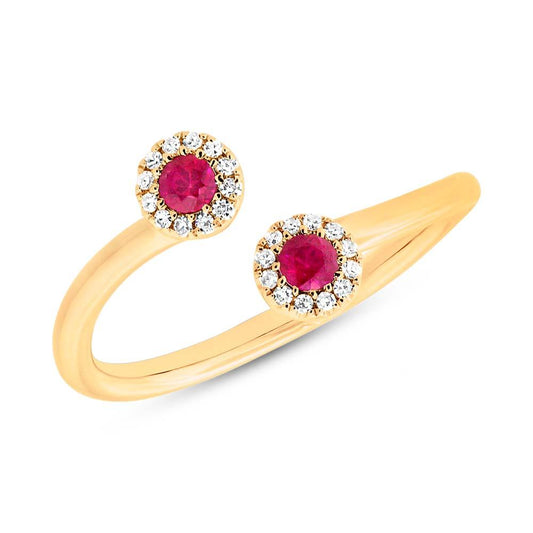 Diamond & 0.20ct Ruby 14k Yellow Gold Lady's Ring