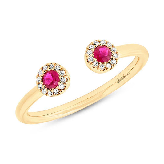 Diamond & 0.20ct Ruby 14k Yellow Gold Lady's Ring