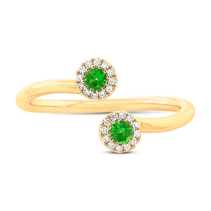 Diamond & 0.18ct Green Garnet 14k Yellow Gold Lady's Ring - 0.07ct