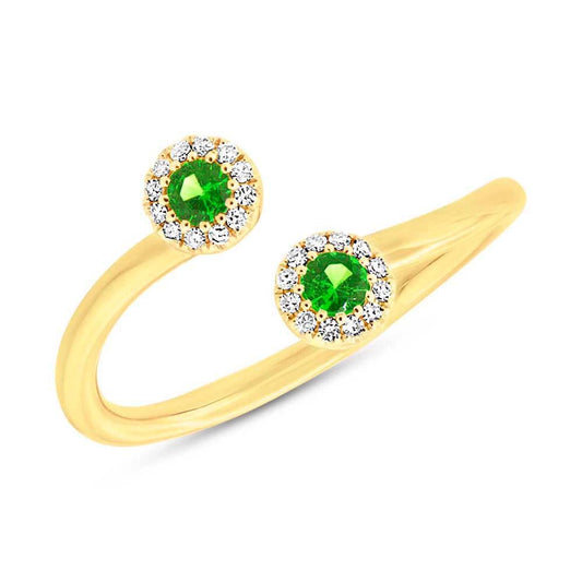 Diamond & 0.18ct Green Garnet 14k Yellow Gold Lady's Ring - 0.07ct