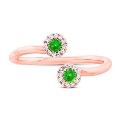 Diamond & 0.18ct Green Garnet 14k Rose Gold Lady's Ring - 0.07ct