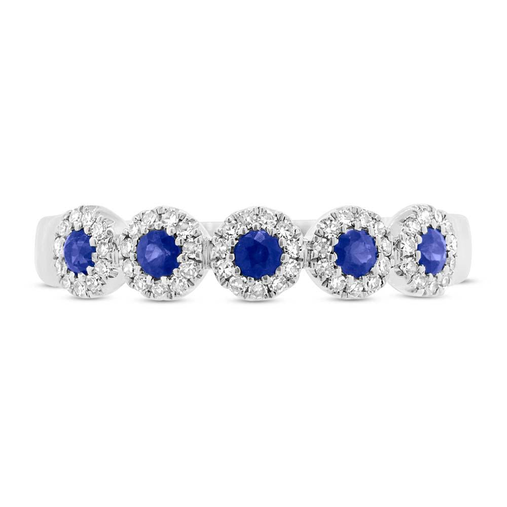 Diamond & 0.31ct Blue Sapphire 14k White Gold Lady's Band