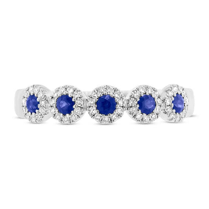 Diamond & 0.31ct Blue Sapphire 14k White Gold Lady's Band