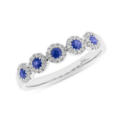 Diamond & 0.31ct Blue Sapphire 14k White Gold Lady's Band