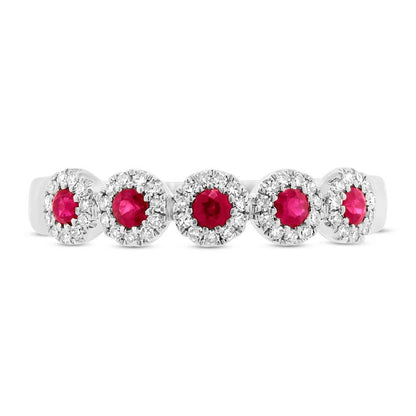 Diamond & 0.31ct Ruby 14k White Gold Lady's Band