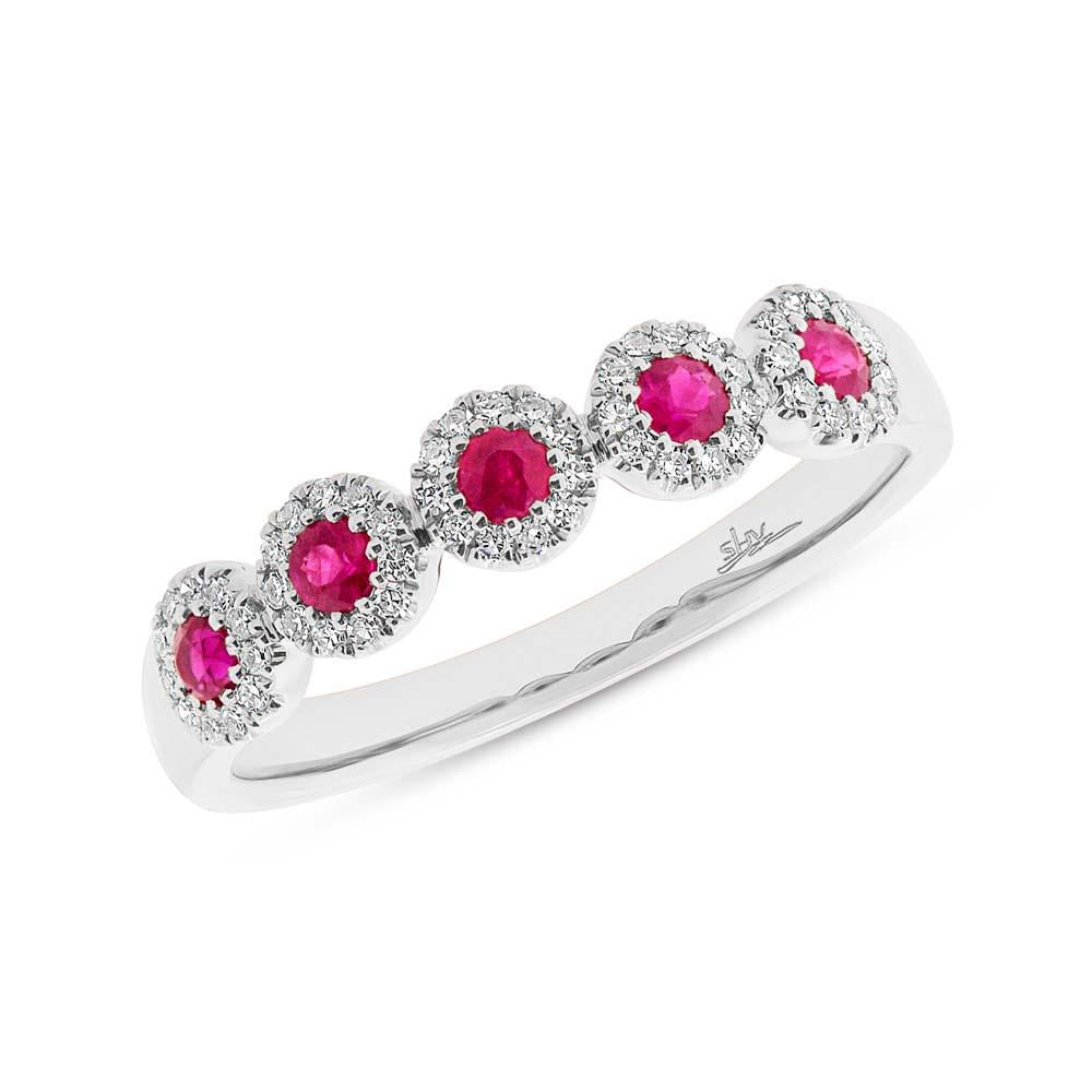 Diamond & 0.31ct Ruby 14k White Gold Lady's Band