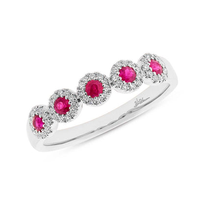 Diamond & 0.31ct Ruby 14k White Gold Lady's Band
