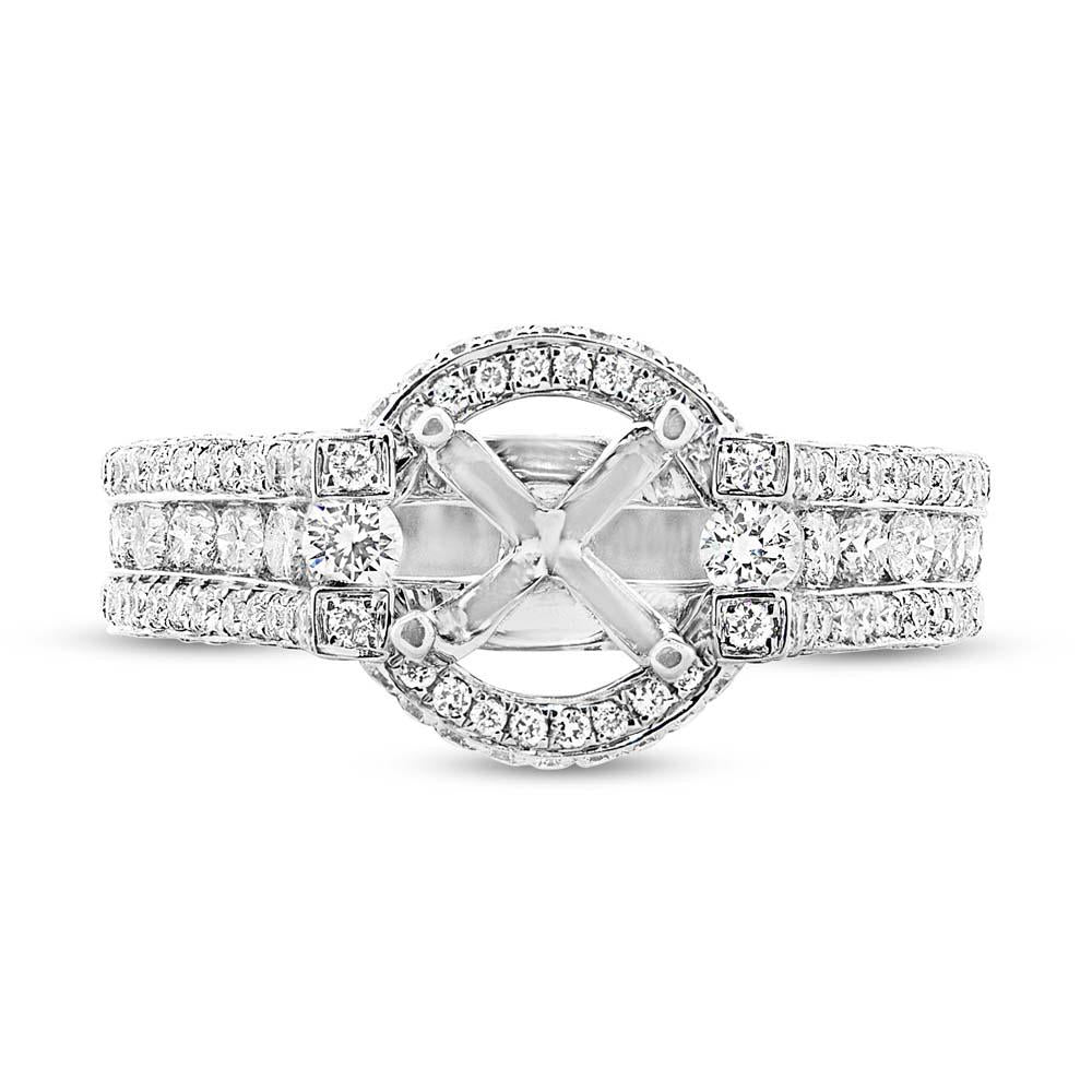 18k White Gold Diamond Semi-mount Ring Size 7 - 1.80ct