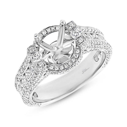 18k White Gold Diamond Semi-mount Ring Size 7 - 1.80ct