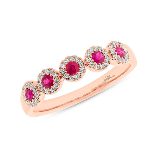Diamond & 0.31ct Ruby 14k Rose Gold Lady's Band