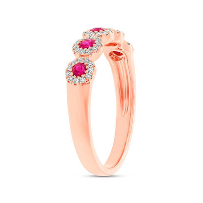 Diamond & 0.31ct Ruby 14k Rose Gold Lady's Band