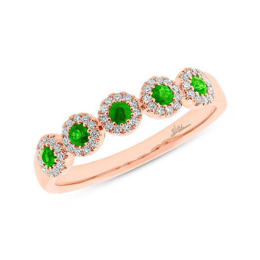 Diamond & 0.30ctct Green Garnet 14k Rose Gold Lady's Band
